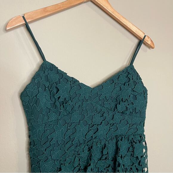 Club Monaco Women's Bliannah Spaghetti Strap Lace Midi Dress in Green 2 - Picture 6 of 13